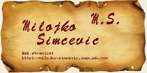Milojko Simčević vizit kartica